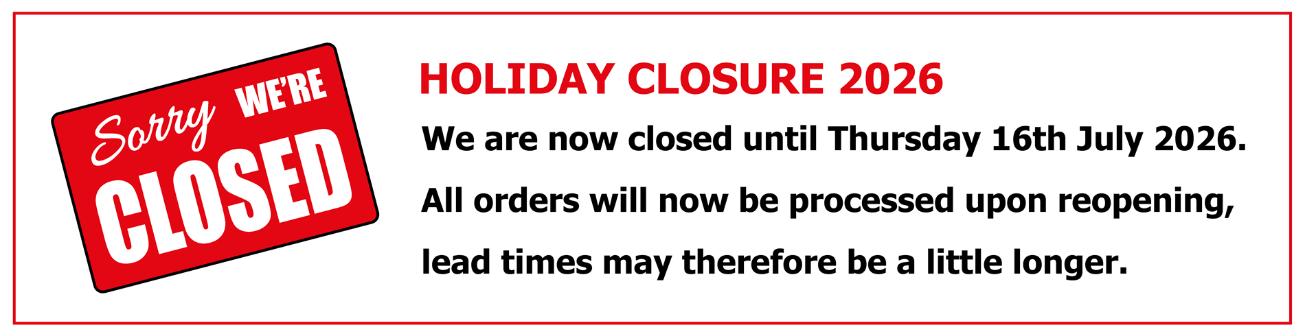 Holiday Closure 2026