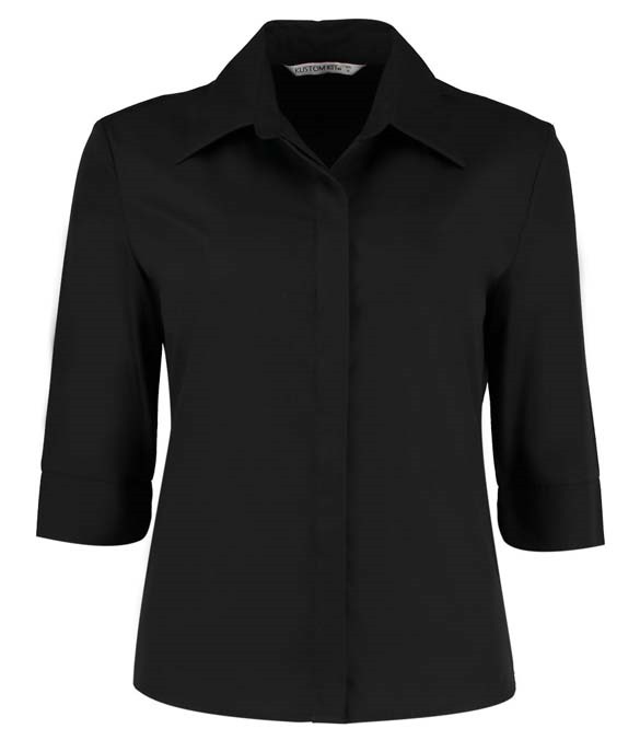 Kustom Kit Ladies 3/4 Sleeve Tailored Continental Shirt